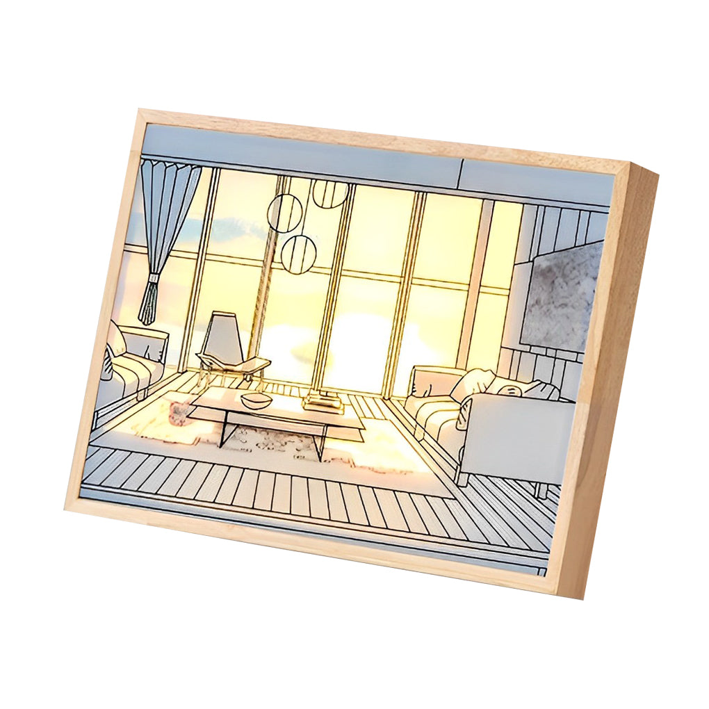 WINTERBOURNE WOODEN FRAME TOUCH-SENSITIVE DIMMABLE SUNSET ILLUMINATION ART LIGHT