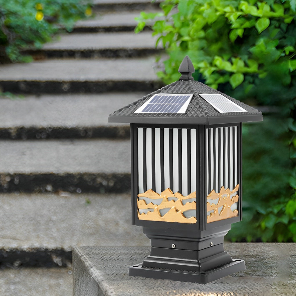 BRAMBLETON RUSTIC SOLAR FENCE POST LANTERNS