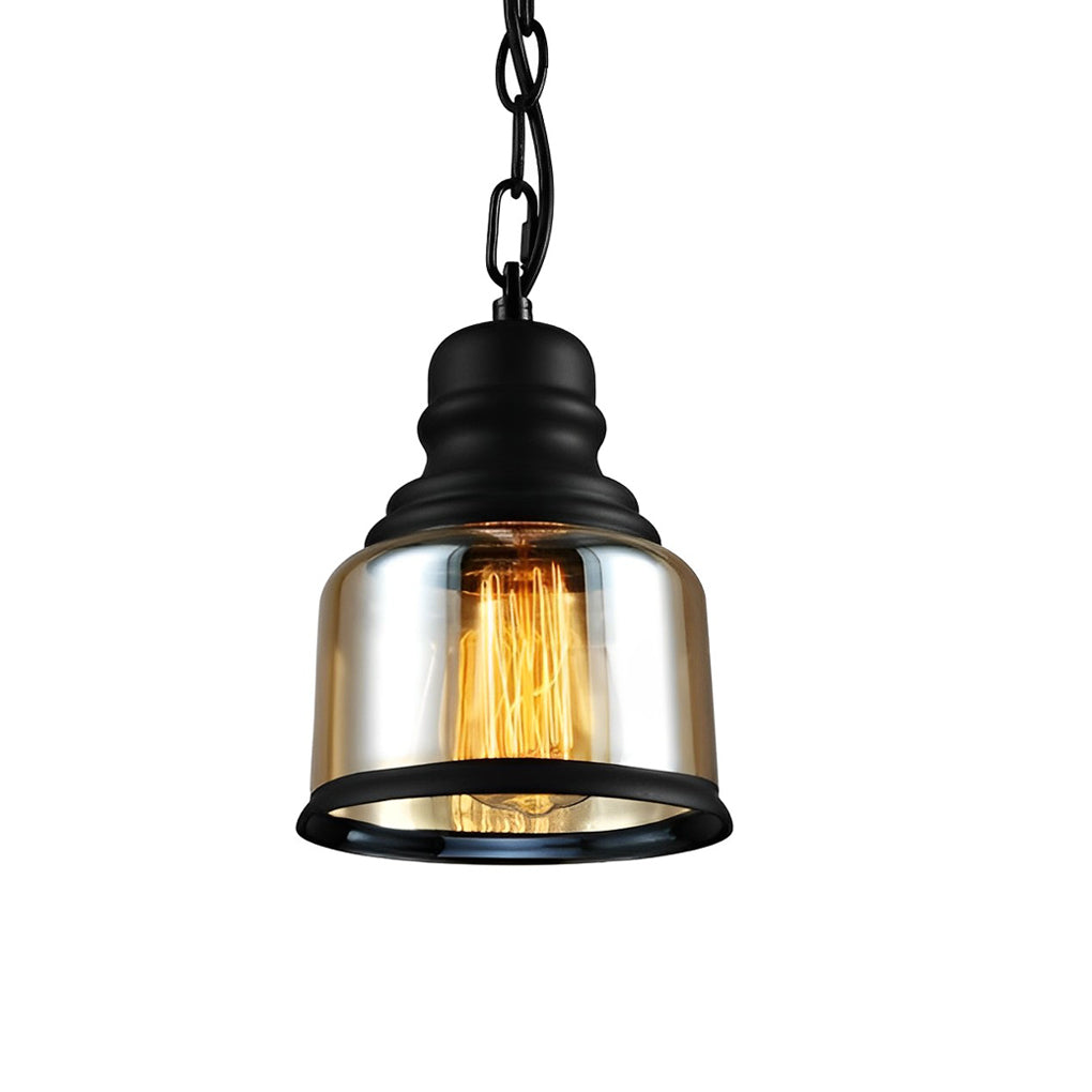 BRACKENHILL AMBER GLASS INDUSTRIAL PENDANT LAMP
