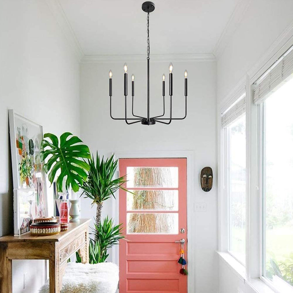 WINTERBOURNE SIX-LIGHT IRON CANDLE CHANDELIER