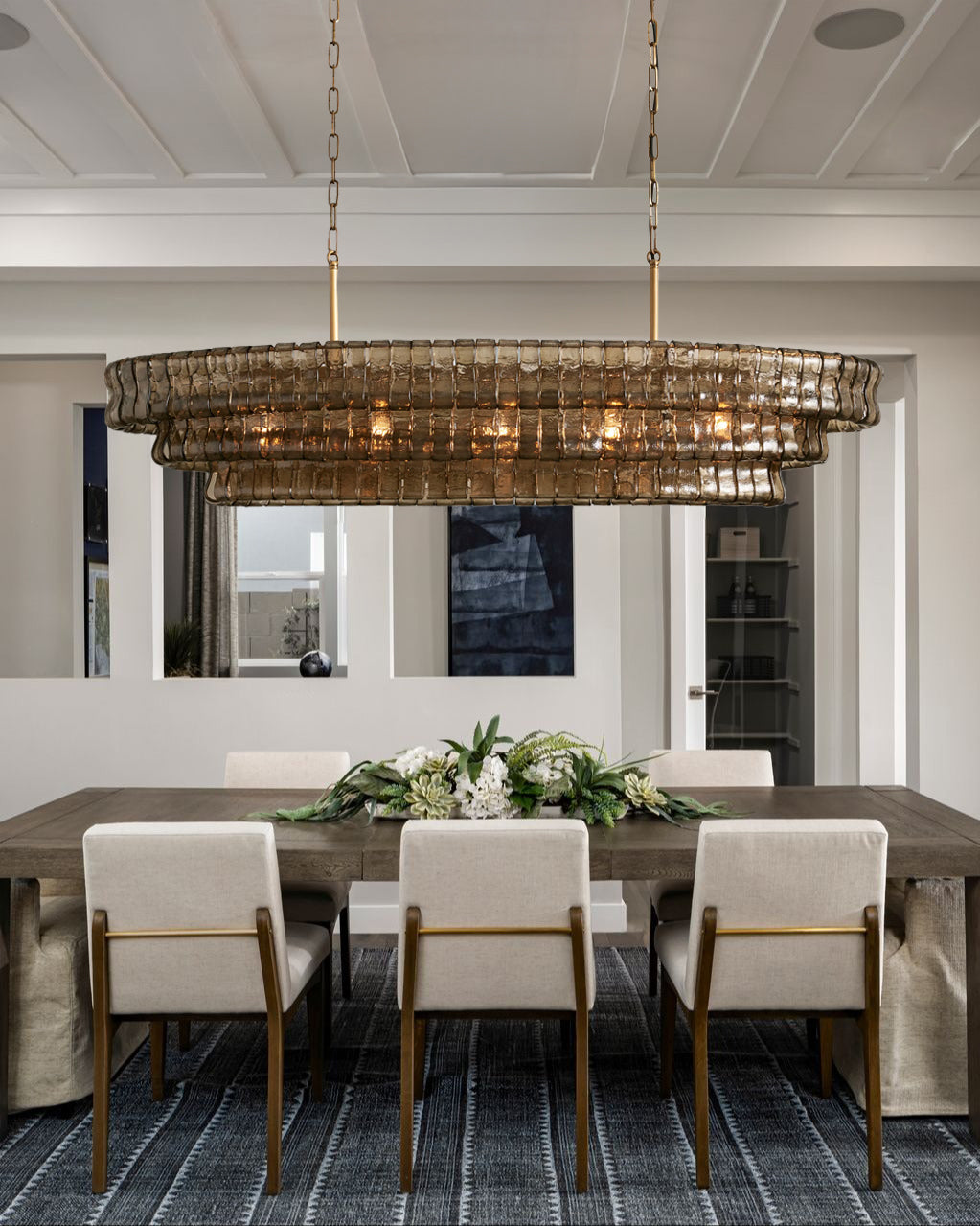 VITTORIO SMOKED GLASS OVATE CEILING LANTERN