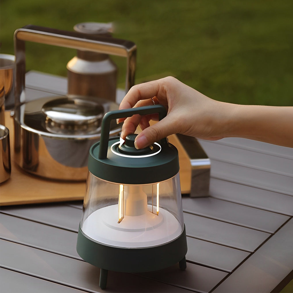 WINDSOR GREEN LED CAMPING LANTERN WITH DIMMABLE FUNCTIONALITY AND WATERPROOF DESIGN