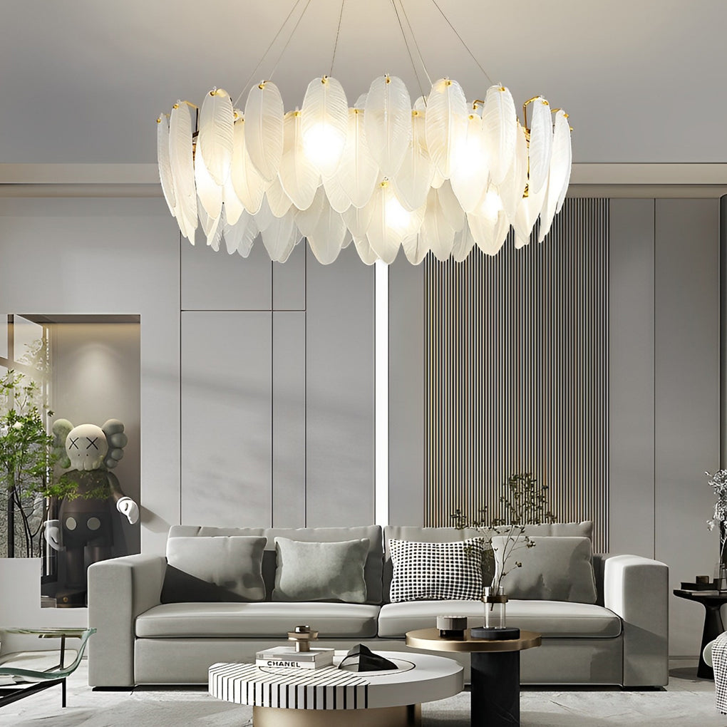 WINDSOR GLASS PLUME TRIFOLD CHANDELIER FOR DINING SPACES