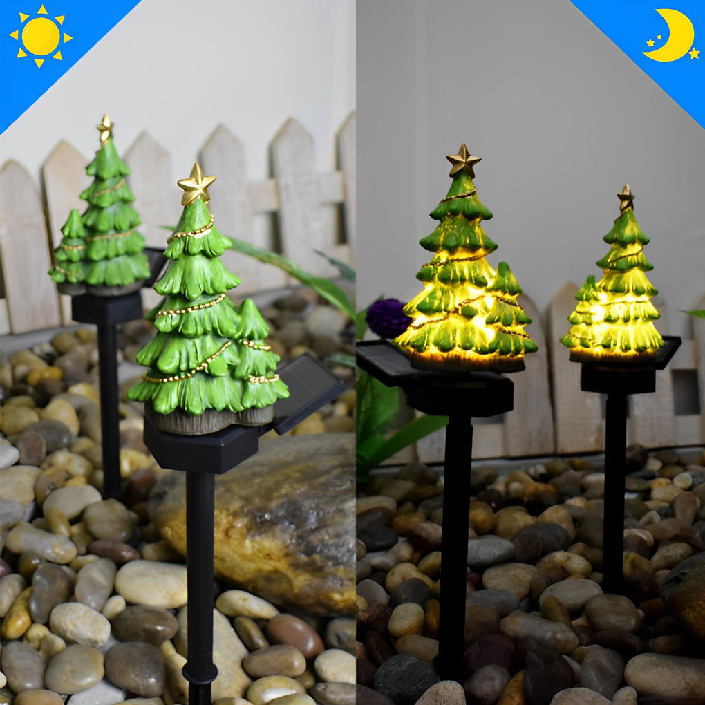 WINTHORPE SOLAR-POWERED RESIN CHRISTMAS TREE GROUND LIGHTS