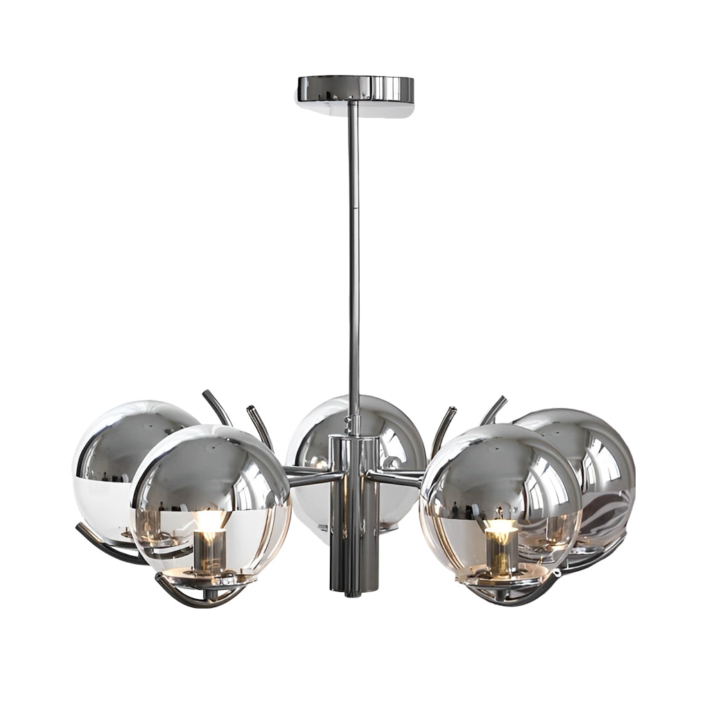 WINTHORPE POLISHED IRON & GLASS ORB CHANDELIER
