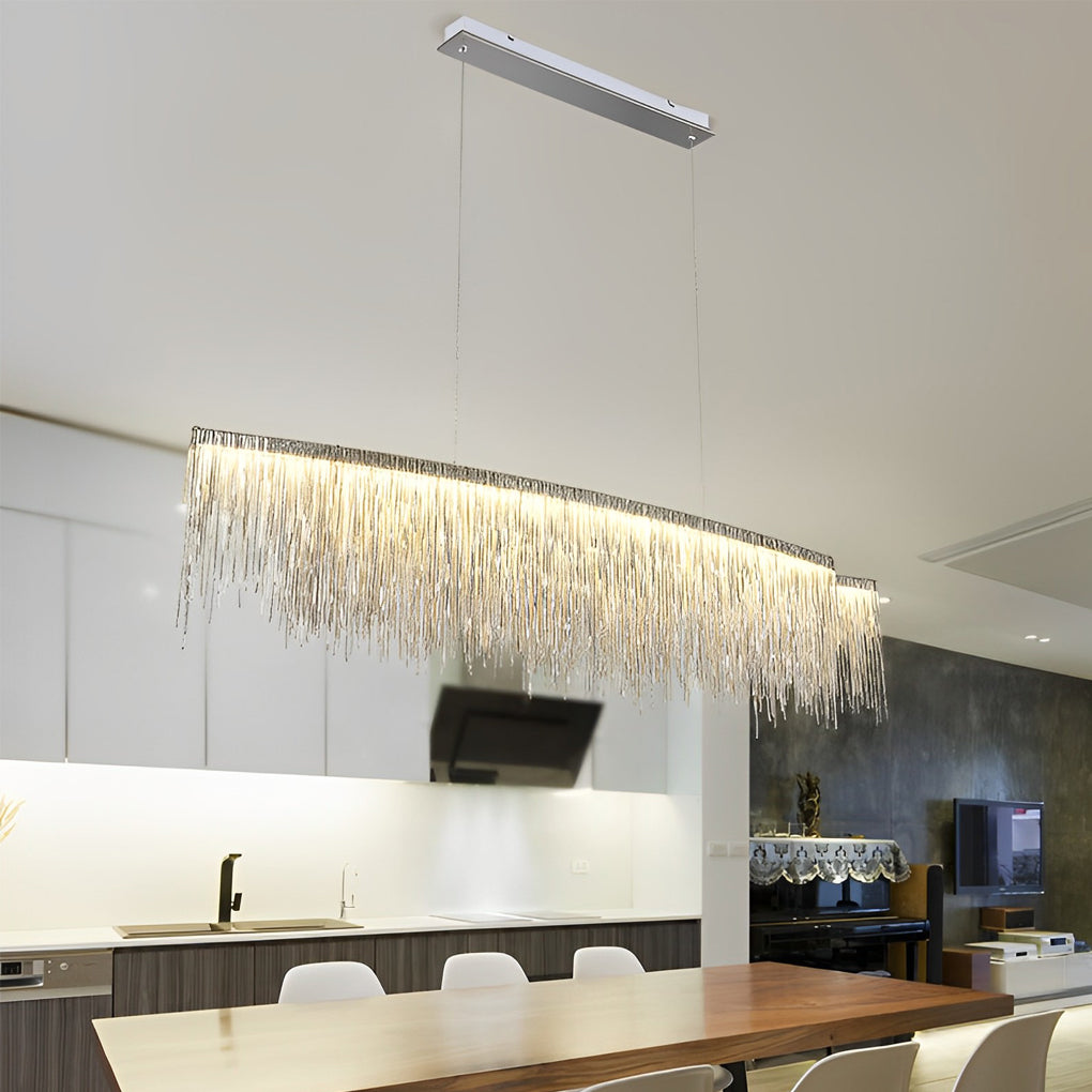 FENWICK ALUMINUM TASSEL LED DINING CHANDELIER