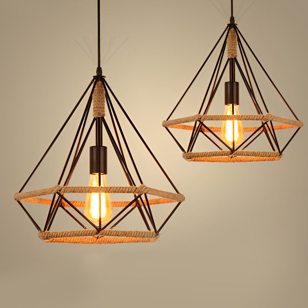 THISTLE IRON ROPE GEOMETRIC HANGING LANTERN