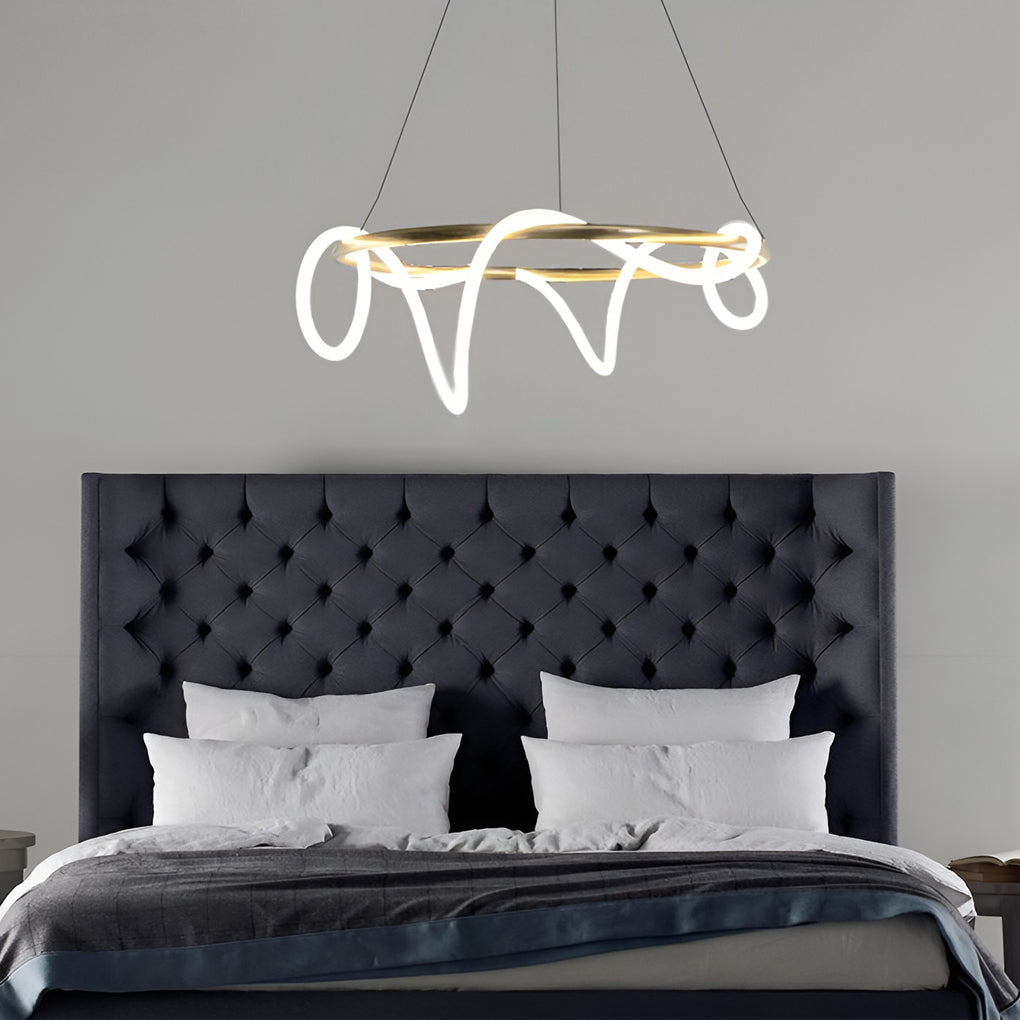 WHITLEY MODERN METAL LED CHANDELIER WITH GLISTENING ACCENTS