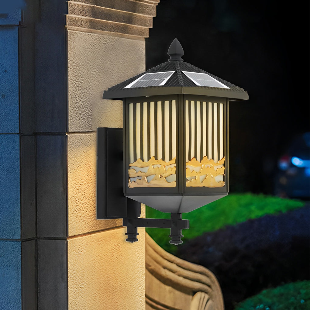 WHITBY BLACK VINTAGE SOLAR WALL LANTERN