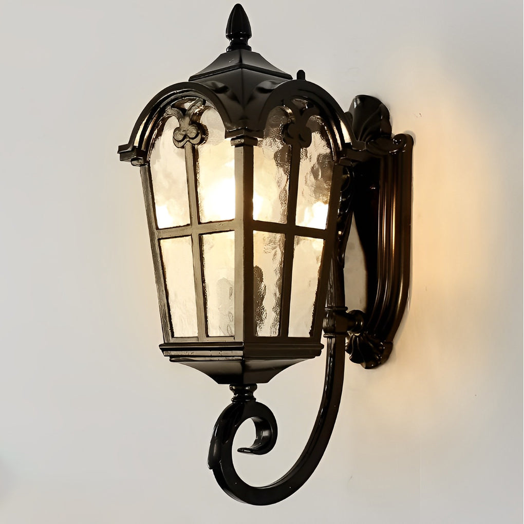 WINTERBOURNE BLACK GLASS OUTDOOR WALL LANTERN