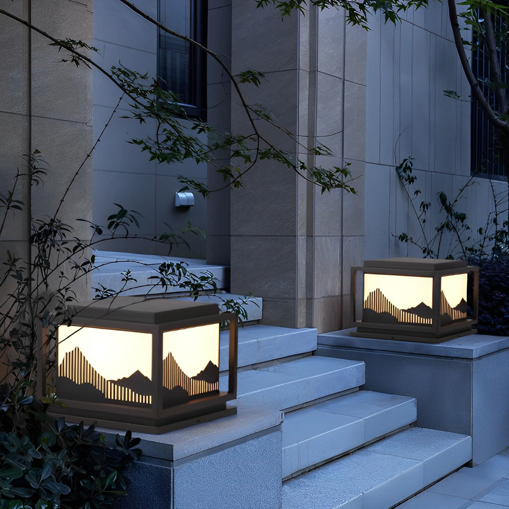 WINTERBOURNE SQUARE SOLAR LANTERN WITH MOUNTAIN VISTAS