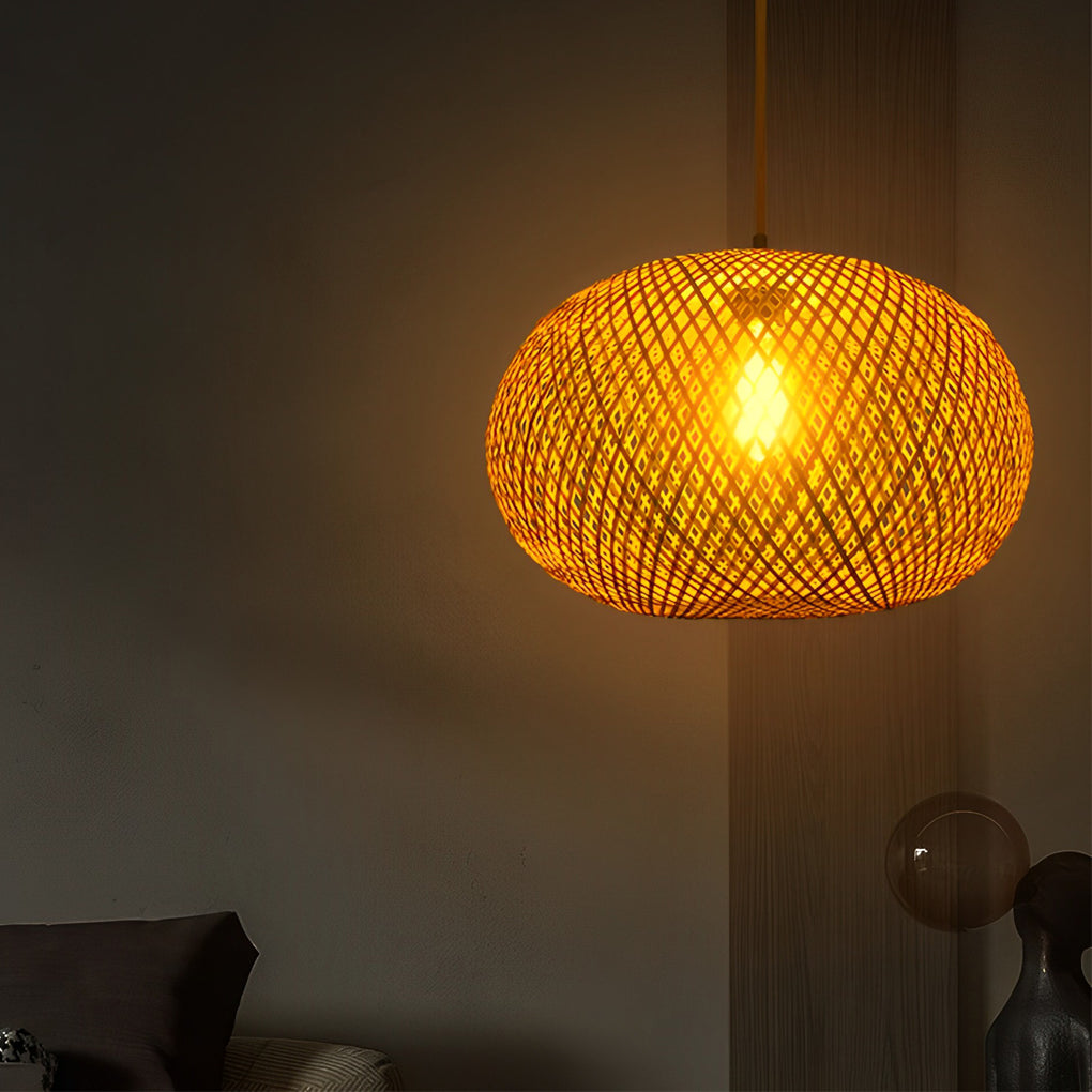 WINDSOR BASKET WEAVE RATTAN PENDANT LIGHT