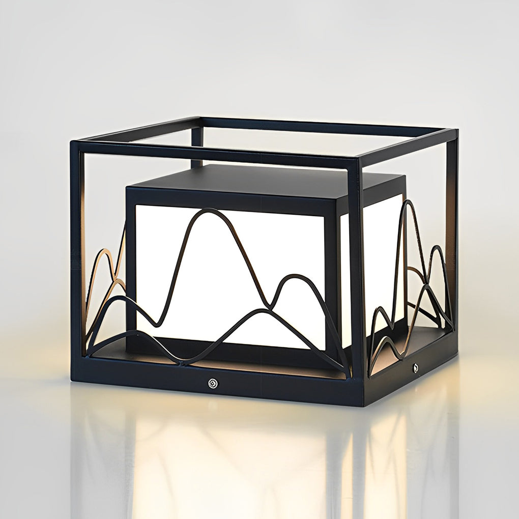 WINCHESTER SQUARE SOLAR POST LIGHTS WITH MOUNTAIN LANDSCAPE ILLUMINATION