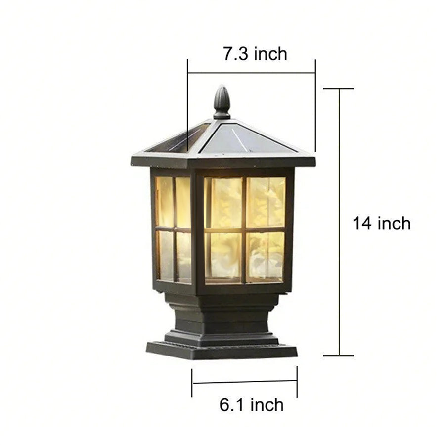 CHARLESTON SQUARE SOLAR PILLAR LANTERN WITH WATERPROOF DESIGN