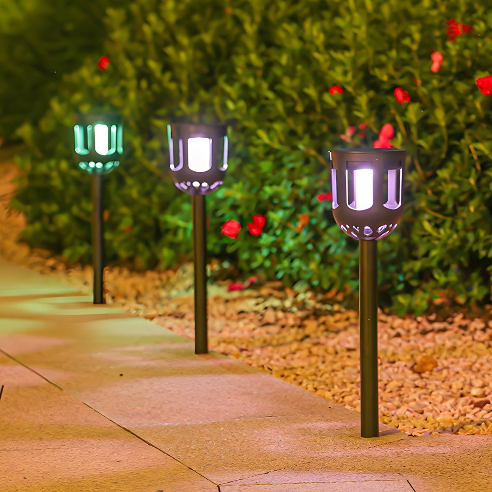 1. **WINSLOW NIGHTSCAPE SOLAR PATHWAY LANTERNS** - A set of four sleek, modern lanterns designed to illuminate your outdoor walkways with solar-powered efficiency.

2. **THORNTON BLACKSTONE GARDEN ILLUMINATORS** - This collection of four striking outdoor