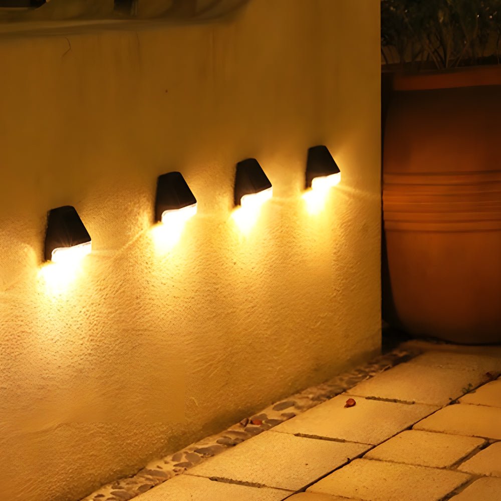 WILLOUGHBY SOLAR GLOW STEP LIGHTS - 4-Piece Warm White Outdoor Illumination for Stairways"
2. "HENLEY NIGHTFALL SENSOR LIGHTS - Four Warm White LED Solar Fixtures for Outdoor Steps"
3. "BROMLEY SUNSET LED STEP LIGHTS - Set of 4 Solar-Powered Warm White St