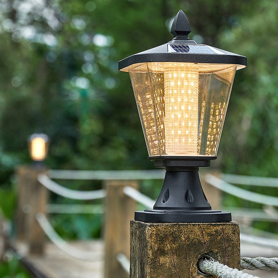 WINDSOR GARDEN SOLAR COLUMN LIGHTS - WATER-RESISTANT LED POST CAP ILLUMINATORS