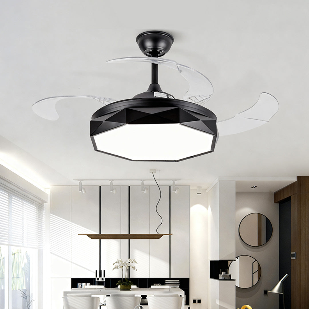 RAVENHURST 42-INCH CEILING FAN WITH ILLUMINATED ACRYLIC SHADE AND WHITE ABS BLADES