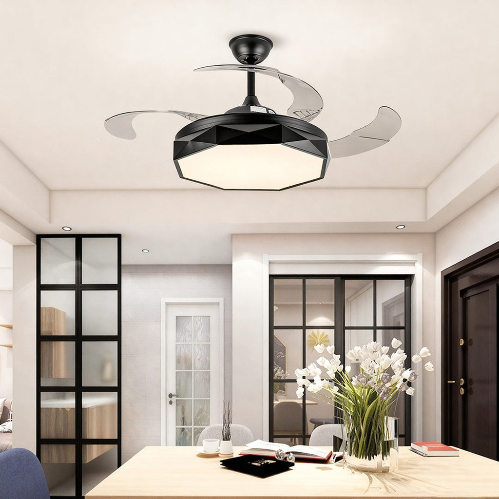RAVENHURST 42-INCH CEILING FAN WITH ILLUMINATED ACRYLIC SHADE AND WHITE ABS BLADES
