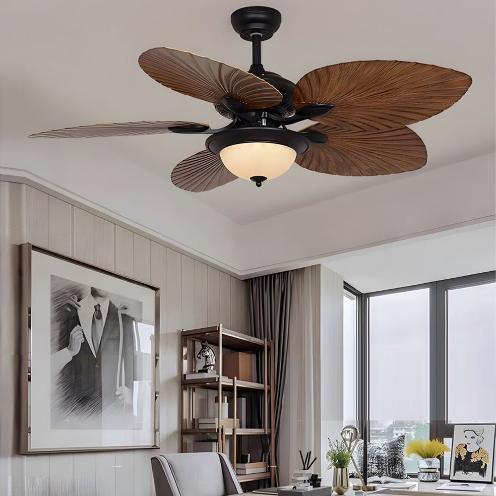 WINDSOR PALM 42/52-INCH REVERSIBLE CEILING FAN WITH REMOTE CONTROL & 5 BROWN BLADES