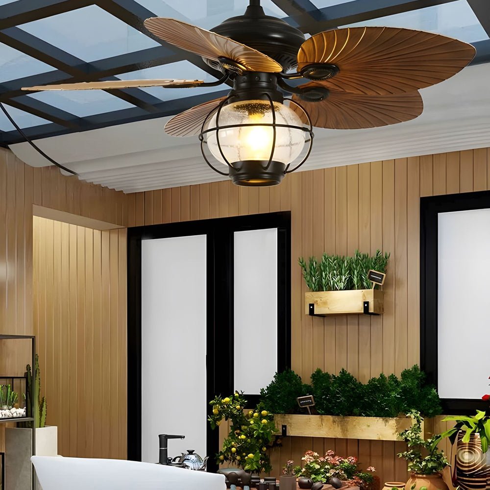WINDSOR PALM 42/52-INCH REVERSIBLE CEILING FAN WITH REMOTE CONTROL & 5 BROWN BLADES