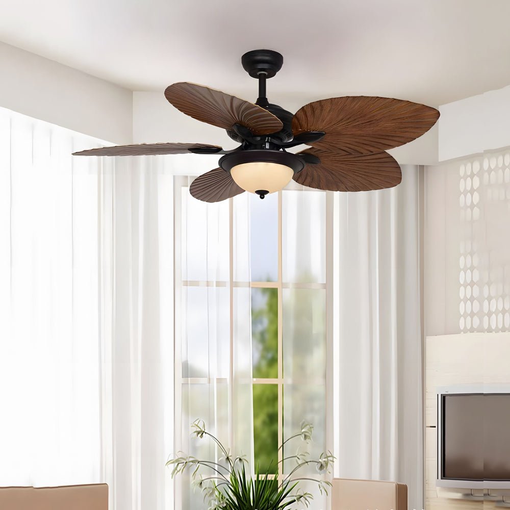 WINDSOR PALM 42/52-INCH REVERSIBLE CEILING FAN WITH REMOTE CONTROL & 5 BROWN BLADES