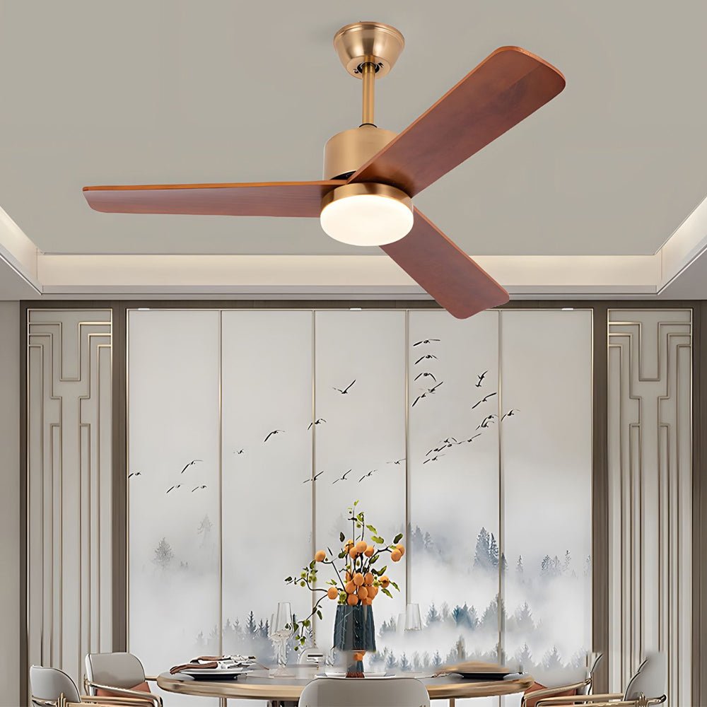 WINTHORPE WOODEN TRIO BLADE CEILING FAN WITH REMOTE CONTROL