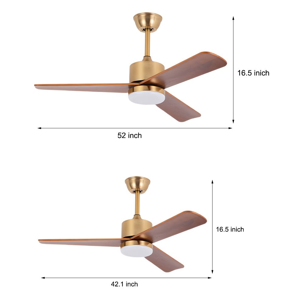 WINTHORPE WOODEN TRIO BLADE CEILING FAN WITH REMOTE CONTROL