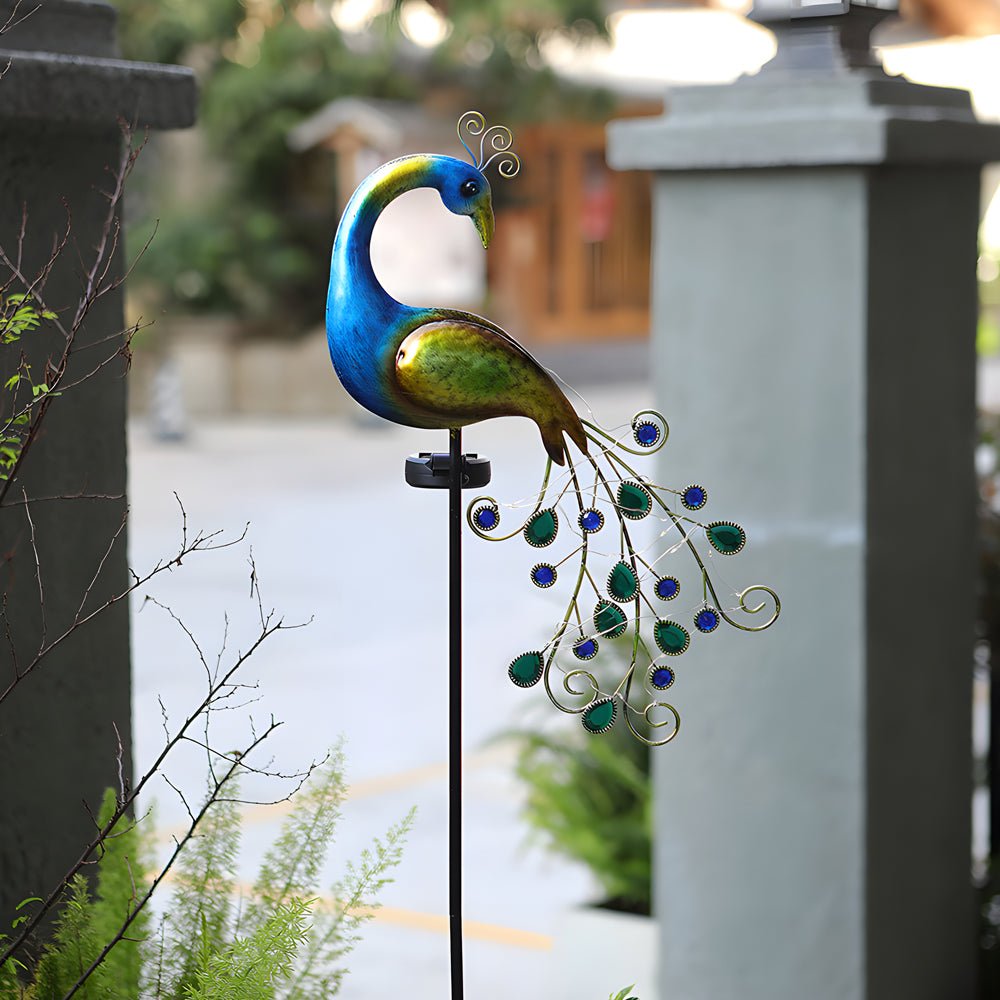 CHARLESTON PEACOCK SOLAR GARDEN ILLUMINATORS - SET OF TWO