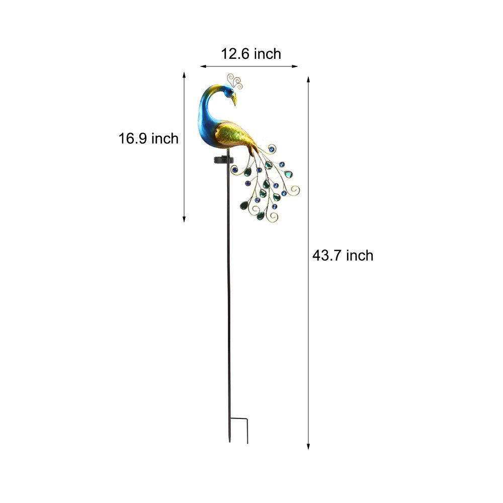 CHARLESTON PEACOCK SOLAR GARDEN ILLUMINATORS - SET OF TWO