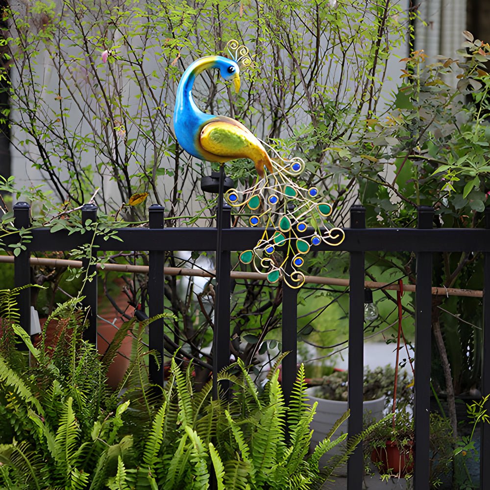 CHARLESTON PEACOCK SOLAR GARDEN ILLUMINATORS - SET OF TWO