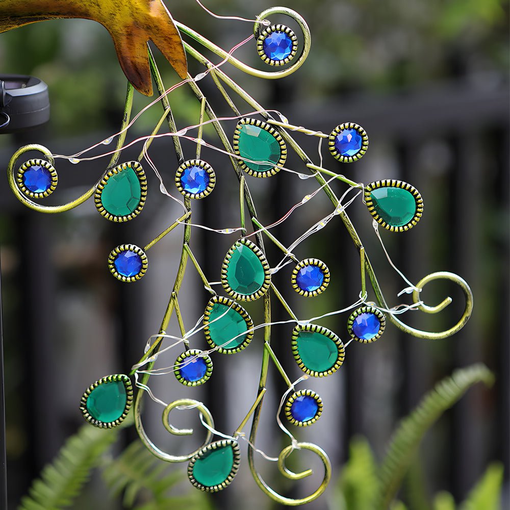 CHARLESTON PEACOCK SOLAR GARDEN ILLUMINATORS - SET OF TWO