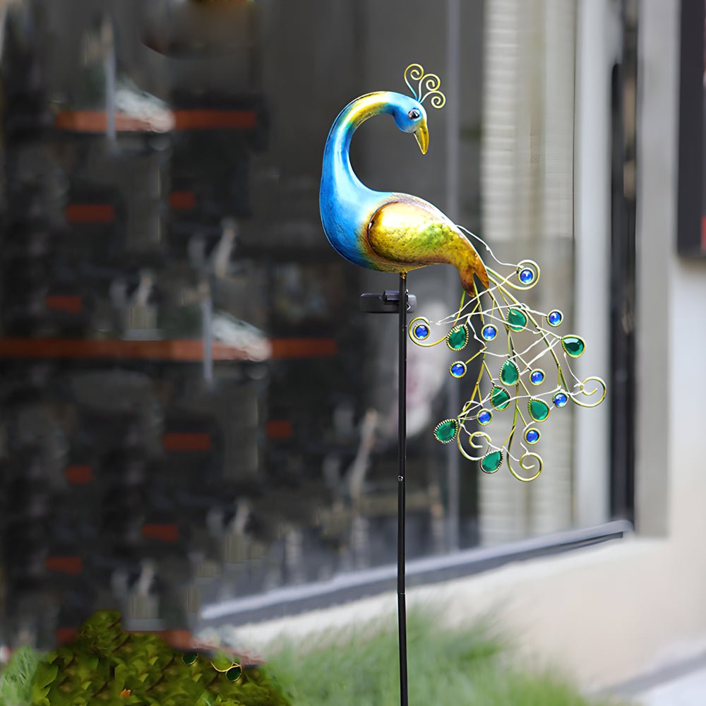 CHARLESTON PEACOCK SOLAR GARDEN ILLUMINATORS - SET OF TWO