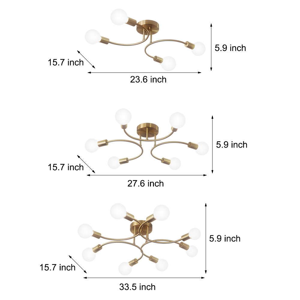 1. **HENLEY ARCHITECTURAL 4-BULB CEILING LIGHT**  
   Featuring gracefully curved arms and sleek white shades, this fixture brings a modern touch to any space.

2. **WINDSOR 6-LIGHT CURVED CEILING LANTERN**  
   A sophisticated design with elegantly arche