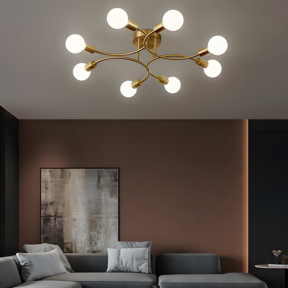 1. **HENLEY ARCHITECTURAL 4-BULB CEILING LIGHT**  
   Featuring gracefully curved arms and sleek white shades, this fixture brings a modern touch to any space.

2. **WINDSOR 6-LIGHT CURVED CEILING LANTERN**  
   A sophisticated design with elegantly arche