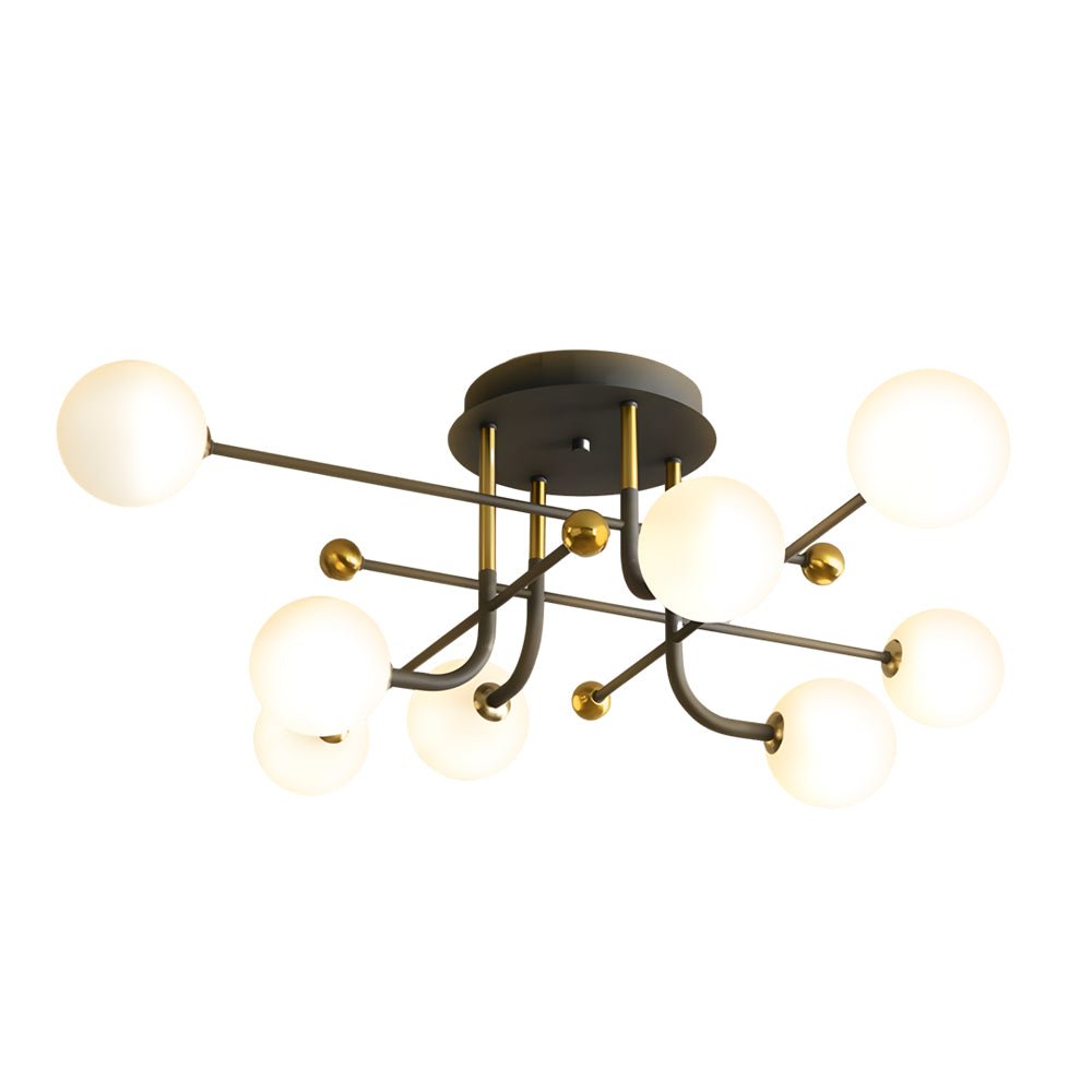 KENSINGTON QUARTZ SPHERE SEMI-FLUSH LIGHTING"
2. "BENTLEY AURORA MULTI-LIGHT CEILING FIXTURE"
3. "WINSLOW COSMIC GLOBE FLUSH-MOUNT ILLUMINATION"
4. "CAVENDISH ORBITAL GLASS LIGHTING DESIGN" 
5. "HASTINGS LUMINOUS SPUTNIK CEILING GLOW" 
6. "PENROSE MODERN