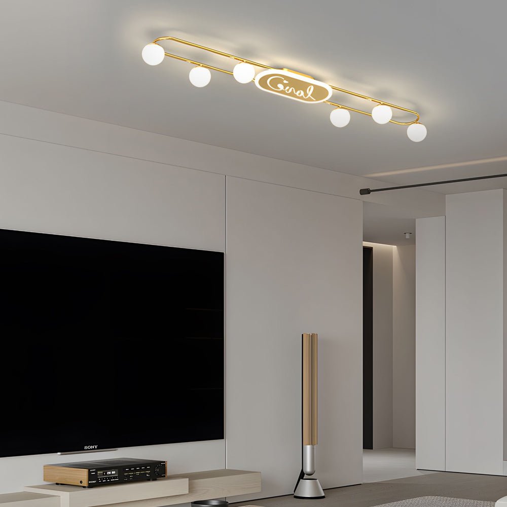 CARTWRIGHT TRIO SPHERE DIMMING CEILING LANTERN"
2. "BRACKENDALE QUAD CIRCULAR ACRYLIC LIGHTING CANOPY"
3. "HENLEY OCTAVE GLOWING ORBS CEILING ILLUMINATION