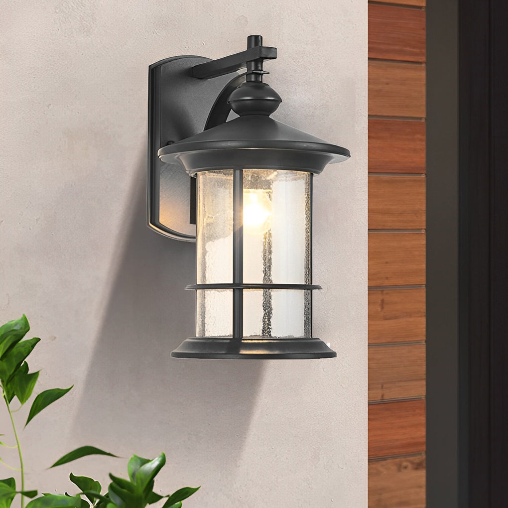 WINTHORPE VINTAGE ALUMINUM GARDEN WALL LIGHT WITH GLASS SHADE