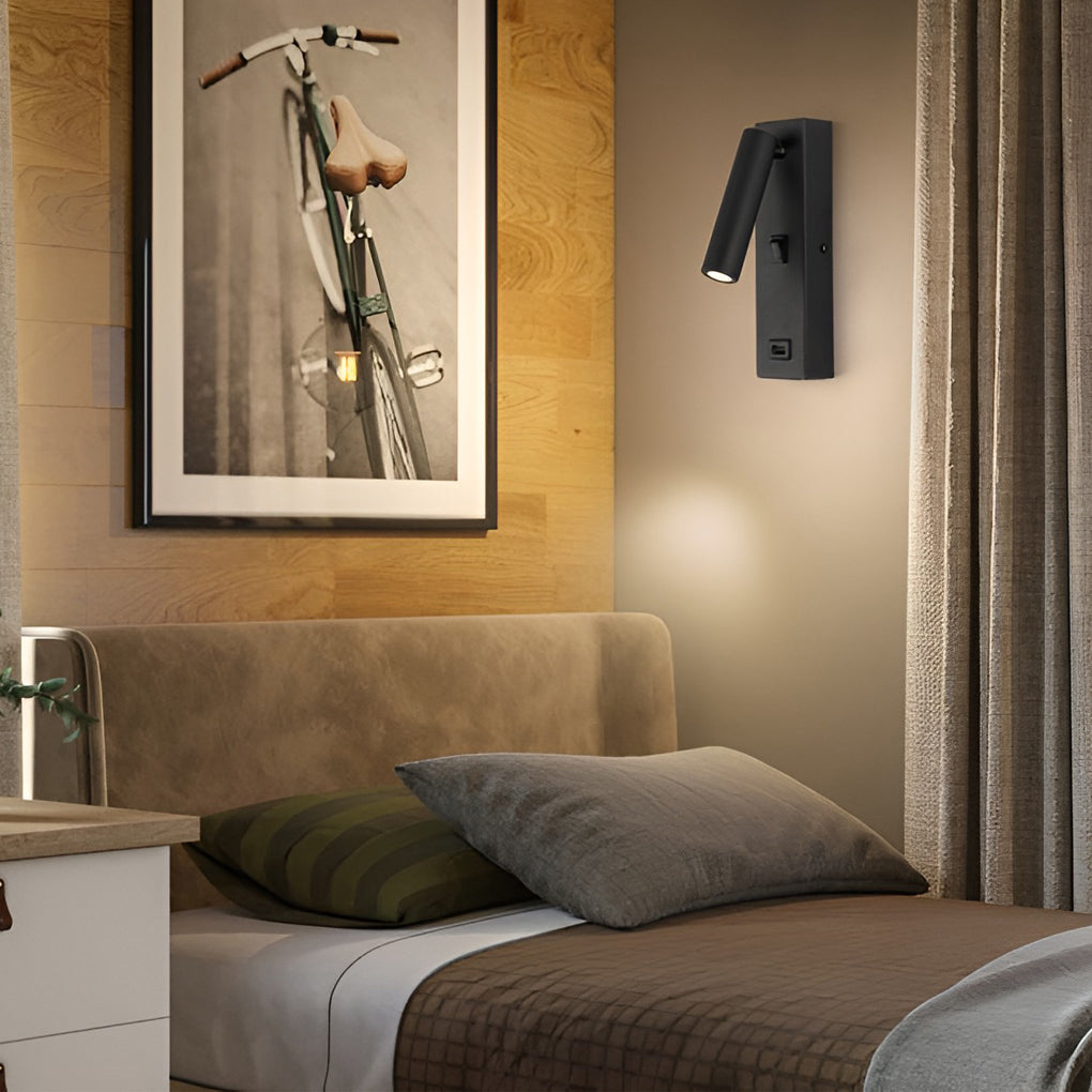 WINDSOR RECTANGULAR LED WALL SCONCE WITH USB CHARGING AND SWITCH