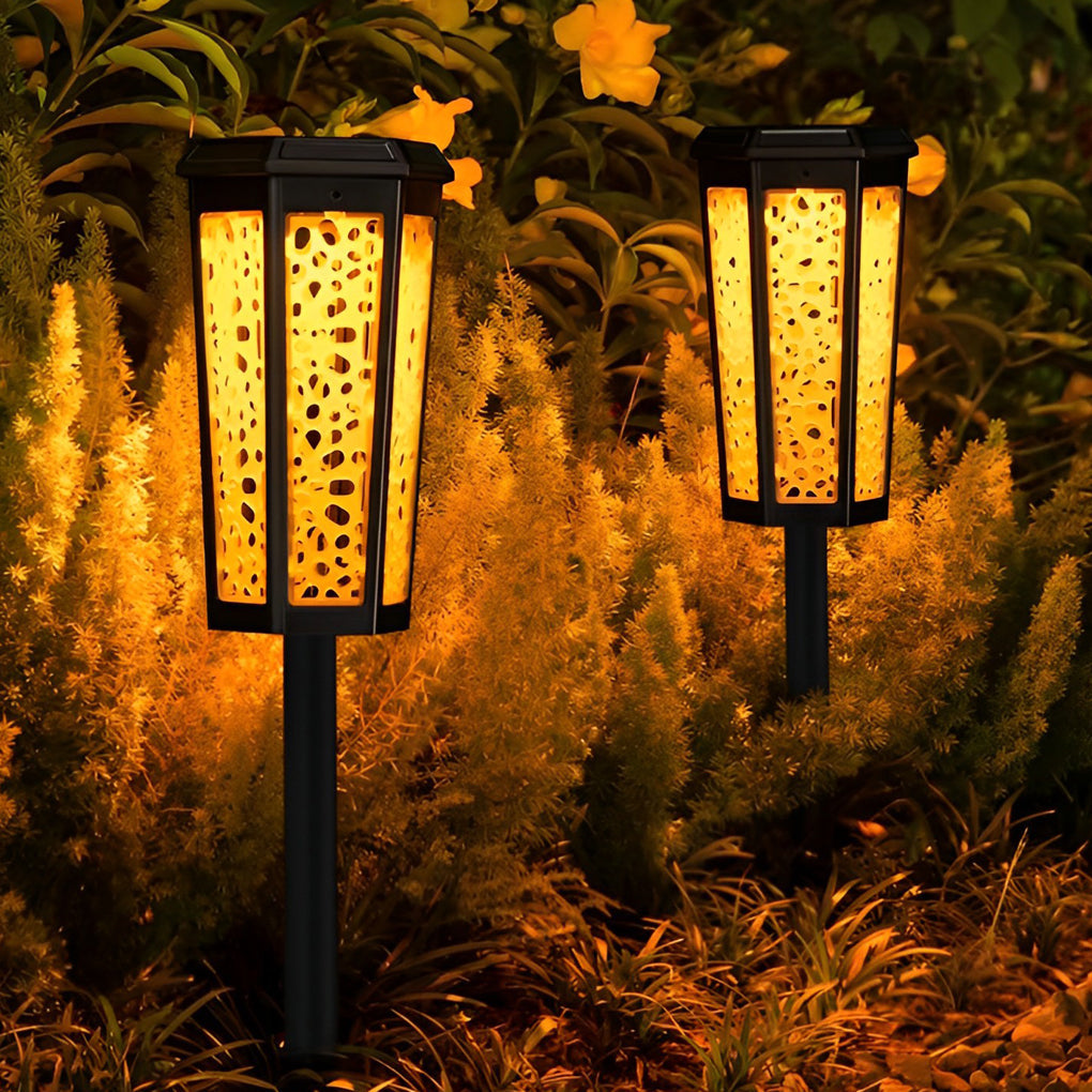 WINTHROP RAINBOW HEXAGON SOLAR GARDEN LANTERN, WEATHERPROOF LANDSCAPE ILLUMINATION
