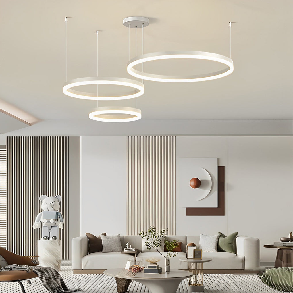 WINTHORPE MODERN LED TRIPLE RING CHANDELIER WITH DIMMABLE WHITE LIGHT