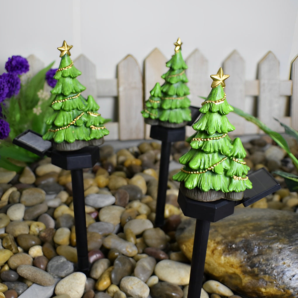 WINTHORPE SOLAR-POWERED RESIN CHRISTMAS TREE GROUND LIGHTS