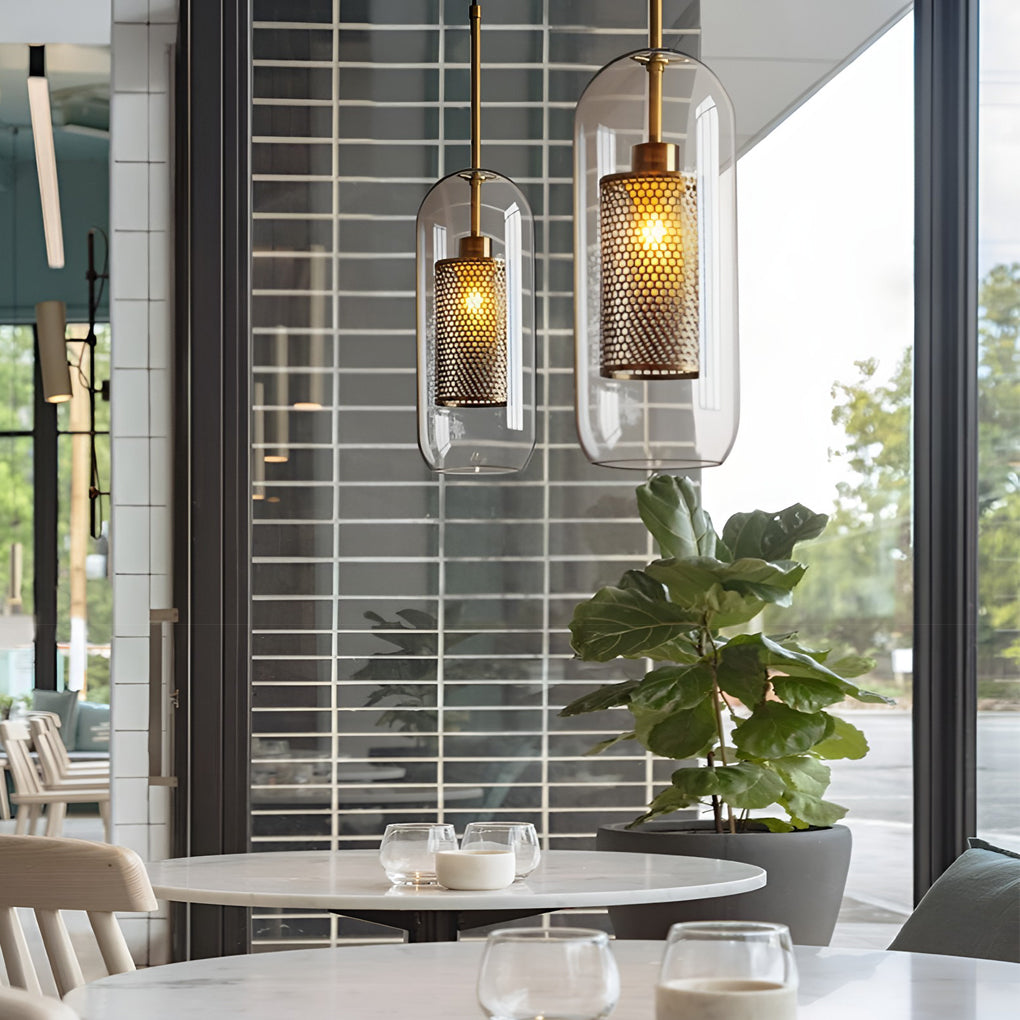 WHITBY ROUND GLASS HANGING LANTERN, INDUSTRIAL KITCHEN PENDANT LIGHT
