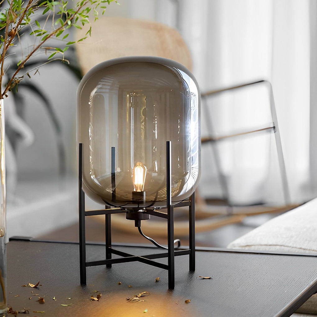 WINDSOR METAL FRAME AND HANDCRAFTED GLASS TOWER LAMP