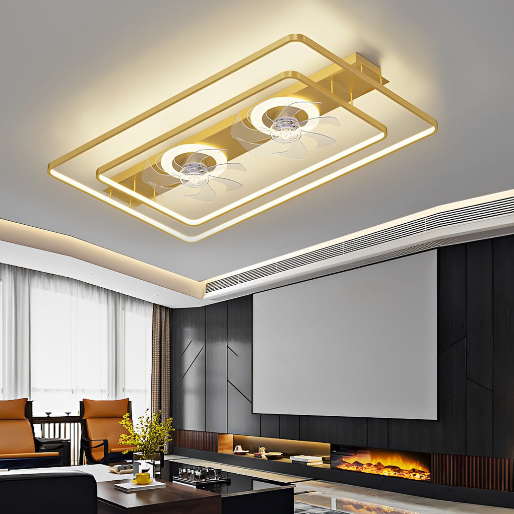 WINDSOR CLEAR ACRYLIC BLADES DUAL-HEAD CEILING FAN WITH LED ILLUMINATION
