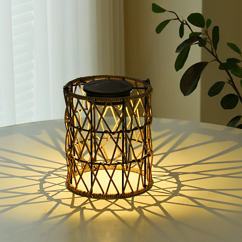 WHITLEY RATTAN-WOVEN SOLAR GARDEN ILLUMINATOR