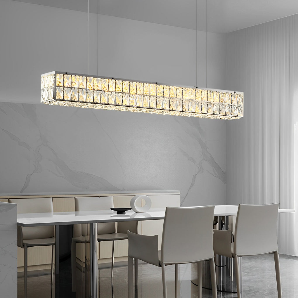 WINTHROP CRYSTAL RECTANGULAR THREE-TIER DIMMER CHANDELIER