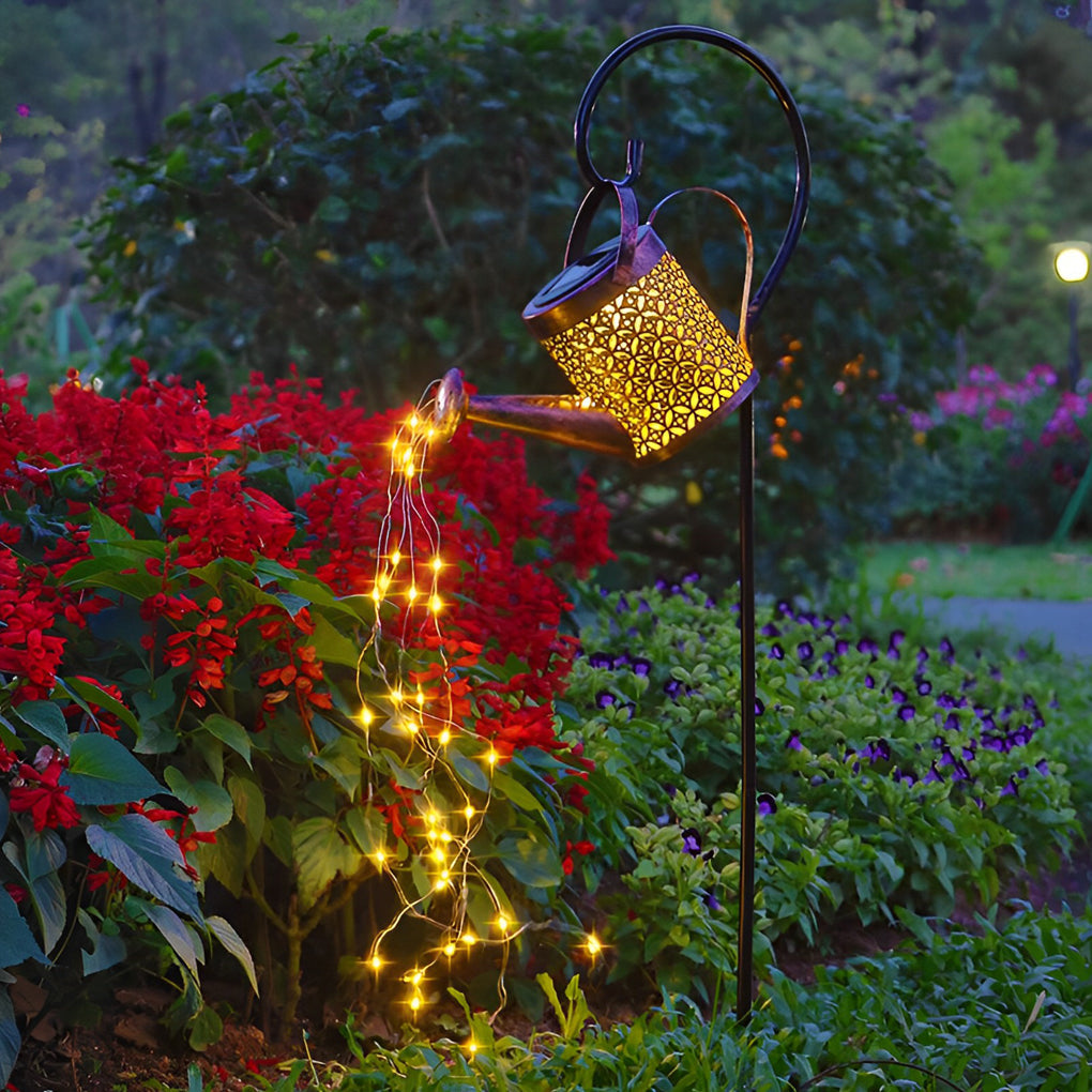 WINDSOR RUSTIC IRON SHOWER LANTERN, SOLAR-POWERED GARDEN LIGHTING FOR OUTDOOR SPACES