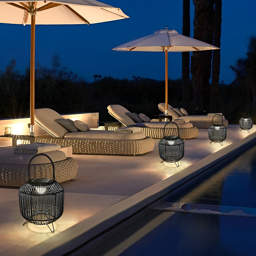 WINTHROP WOVEN SOLAR LANTERN WITH LED GLOW