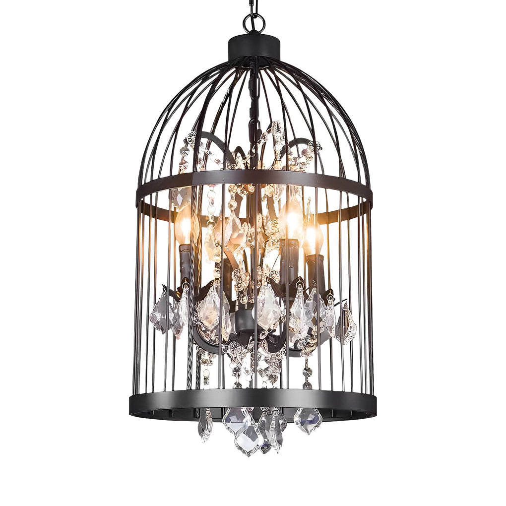 WHITBY IRON BIRDNEST CHANDELIER WITH CRYSTAL ACCENTS